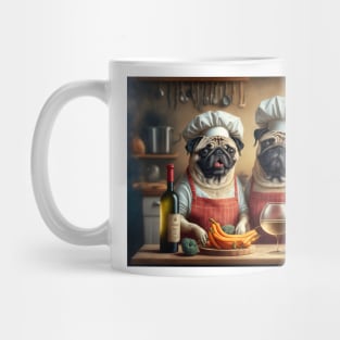 Pug Chefs in the Kitchen Apron Mug